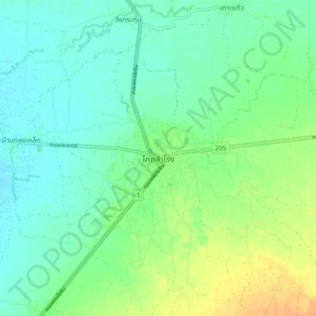 Khok Samrong topographic map, elevation, terrain