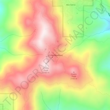 Shirley Meadows topographic map, elevation, terrain