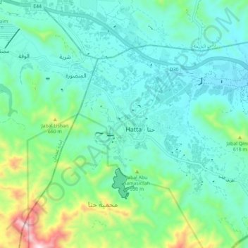 Hatta topographic map, elevation, terrain