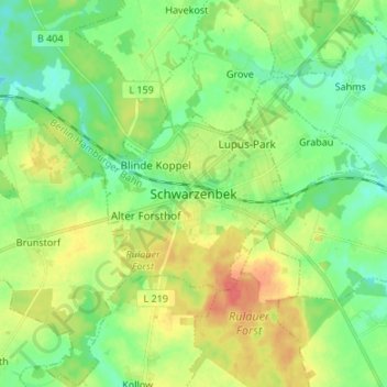 Schwarzenbek topographic map, elevation, terrain