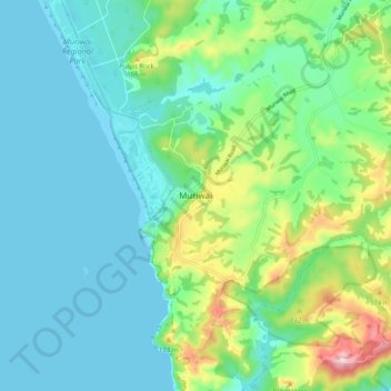Muriwai topographic map, elevation, terrain