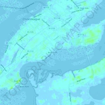 Birch Town topographic map, elevation, terrain