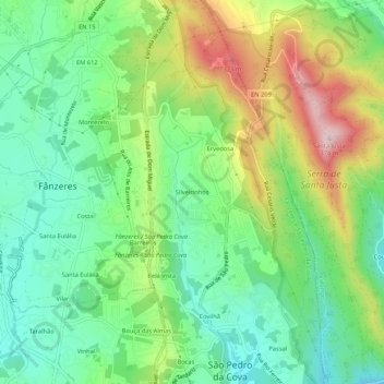 Silveirinhos topographic map, elevation, terrain