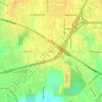 Rylie topographic map, elevation, terrain