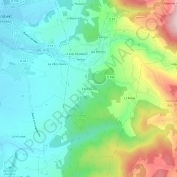 Les Chaux topographic map, elevation, terrain