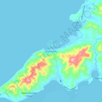 Savusavu topographic map, elevation, terrain