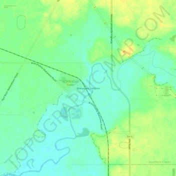 Makarewa Junction topographic map, elevation, terrain