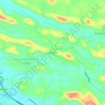 Hiyare topographic map, elevation, terrain