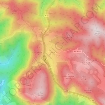 Gorriti topographic map, elevation, terrain