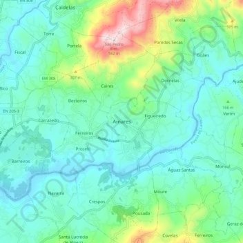 Amares topographic map, elevation, terrain