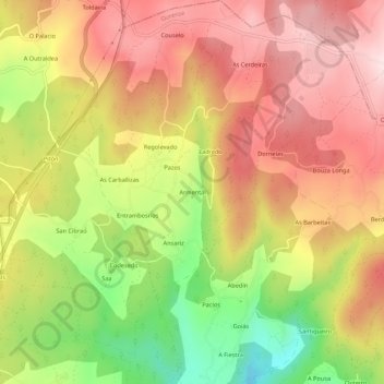 Armental topographic map, elevation, terrain