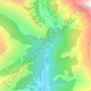 Cabdella topographic map, elevation, terrain