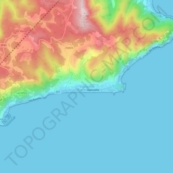 Varigotti topographic map, elevation, terrain