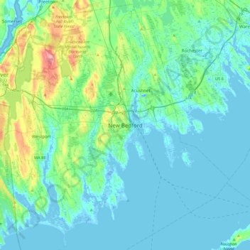 New Bedford topographic map, elevation, terrain