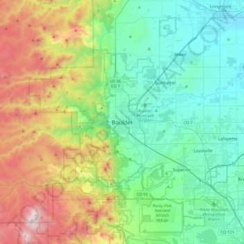 Boulder topographic map, elevation, terrain