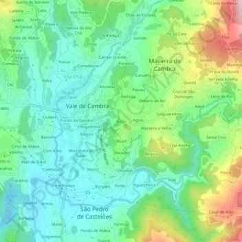 Búzio topographic map, elevation, terrain