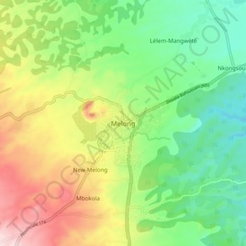 Melong topographic map, elevation, terrain