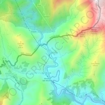 Fanghetto topographic map, elevation, terrain