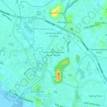 Kampung Pengkalan Rama Tengah topographic map, elevation, terrain