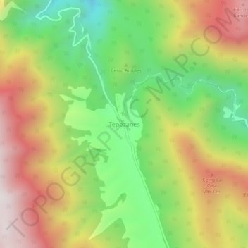Tepozanes topographic map, elevation, terrain