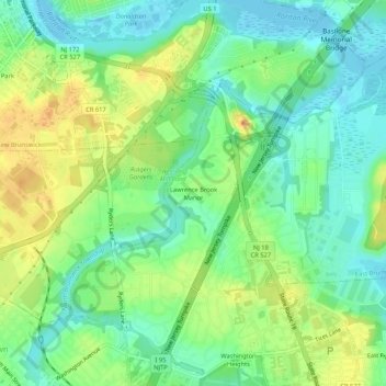Lawrence Brook Manor topographic map, elevation, terrain
