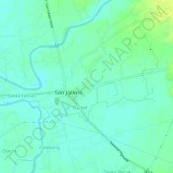 Capaoay topographic map, elevation, terrain