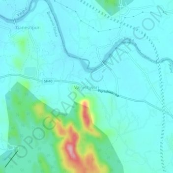 Vajreshwari topographic map, elevation, terrain