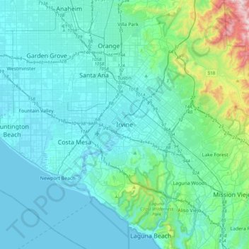 Irvine topographic map, elevation, terrain