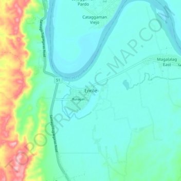 Enrile topographic map, elevation, terrain