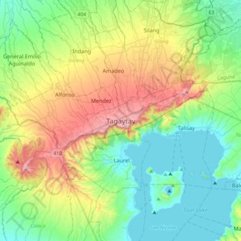 Tagaytay topographic map, elevation, terrain