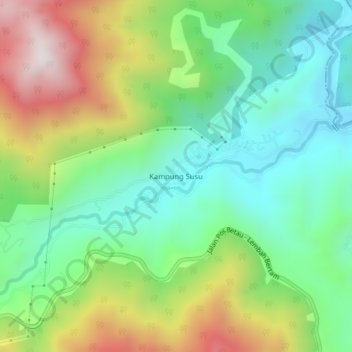 Kampung Susu topographic map, elevation, terrain