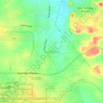 Mamidipally topographic map, elevation, terrain