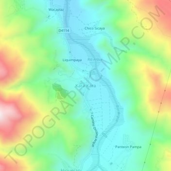 Kara Kara topographic map, elevation, terrain