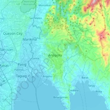 Antipolo topographic map, elevation, terrain