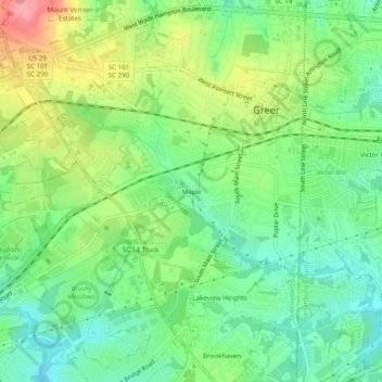Maple topographic map, elevation, terrain