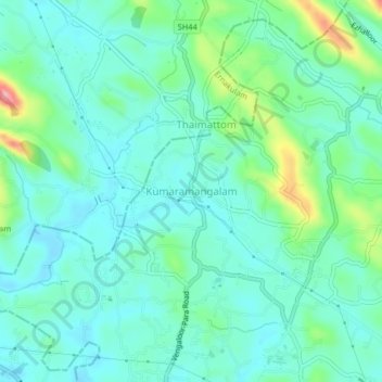 Kumaramangalam topographic map, elevation, terrain
