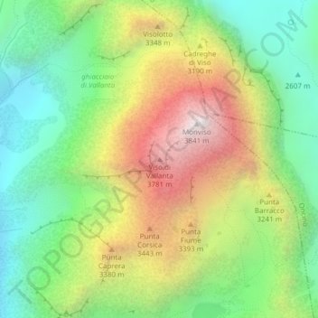 Viso di Vallanta topographic map, elevation, terrain