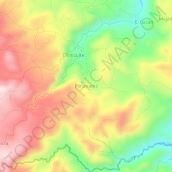 Platanares topographic map, elevation, terrain