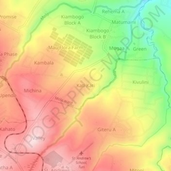 Kati Kati topographic map, elevation, terrain