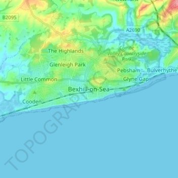 Bexhill topographic map, elevation, terrain