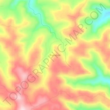 Bananas topographic map, elevation, terrain