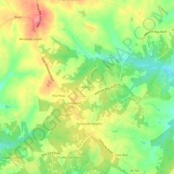 Mill Run topographic map, elevation, terrain