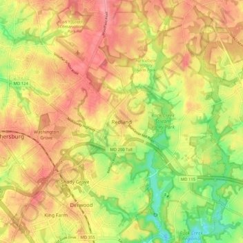 Redland topographic map, elevation, terrain