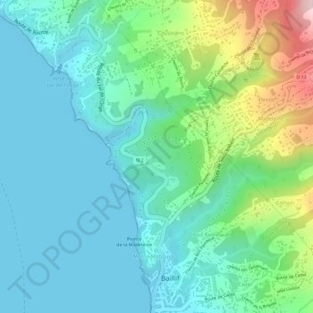 Blanchette topographic map, elevation, terrain
