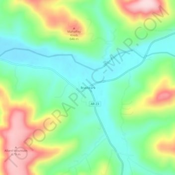 Brashears topographic map, elevation, terrain
