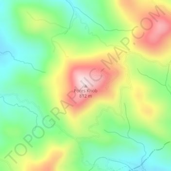 Pores Knob topographic map, elevation, terrain