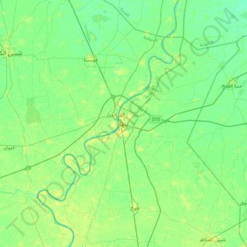 Banha topographic map, elevation, terrain