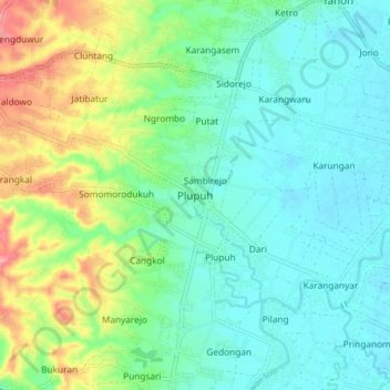 Plupuh topographic map, elevation, terrain