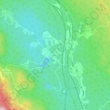 Brešca topographic map, elevation, terrain