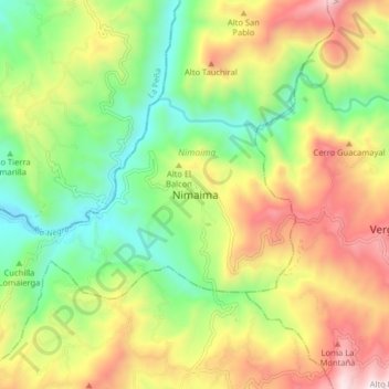 Nimaima topographic map, elevation, terrain